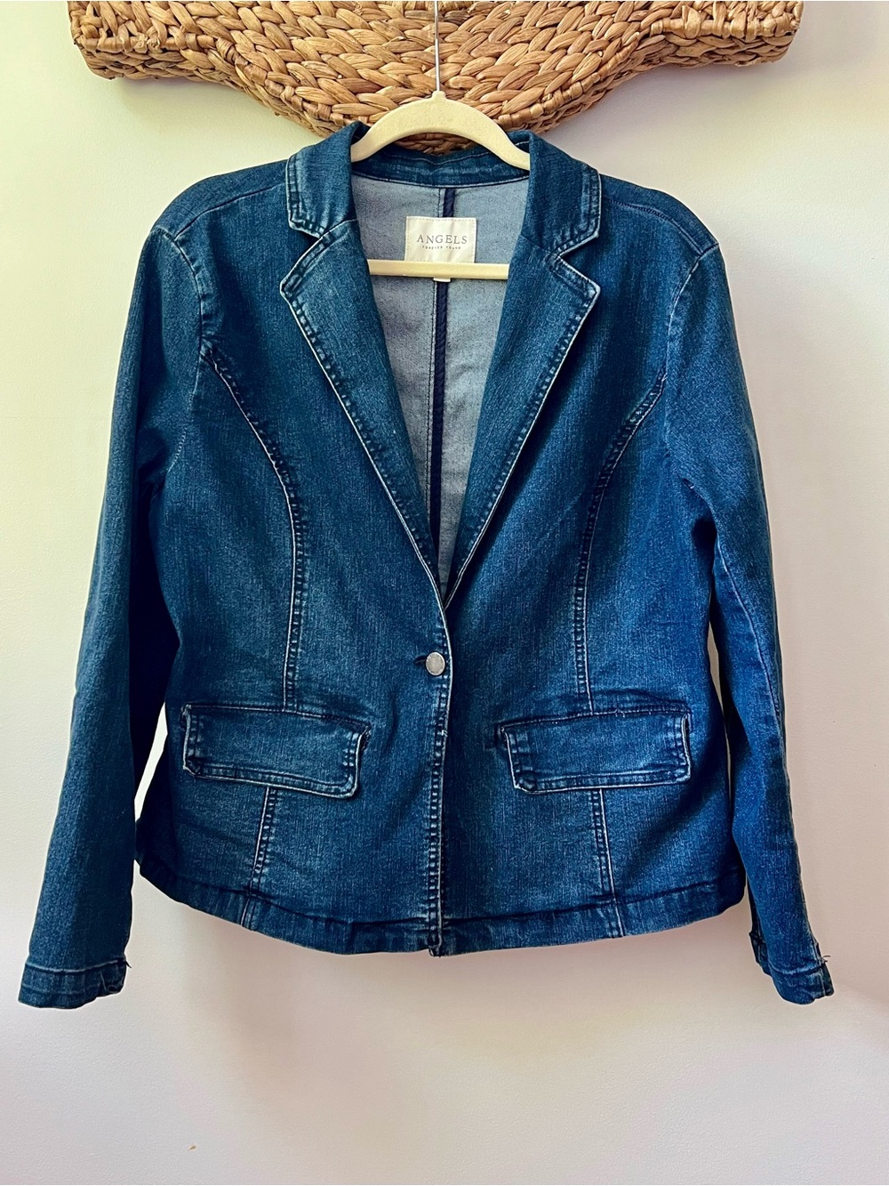 Angels Forever Young Denim Blazer Women’s XL Stretch Jean Jacket